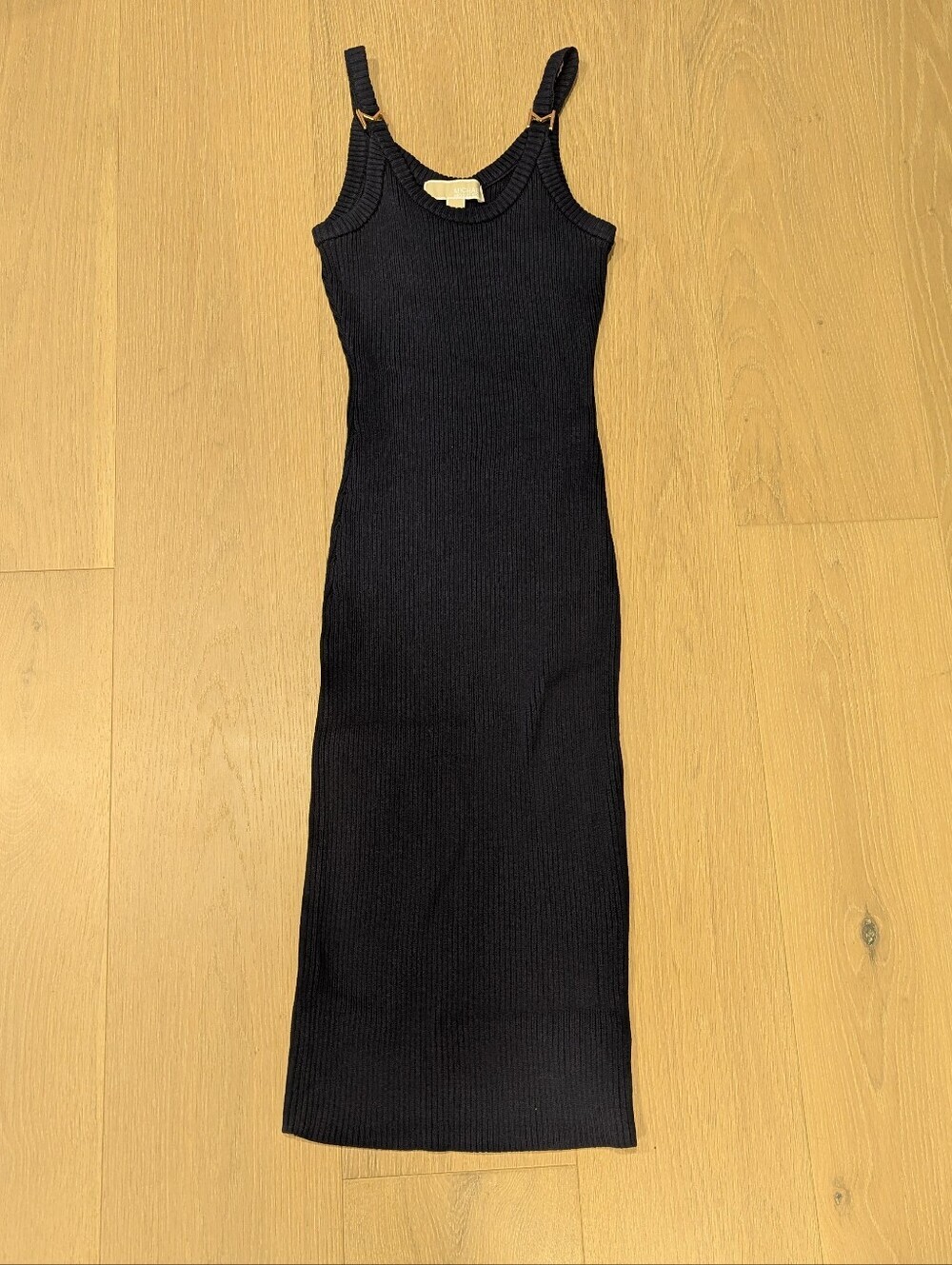 Navy Ribbed Tank Midi Dress